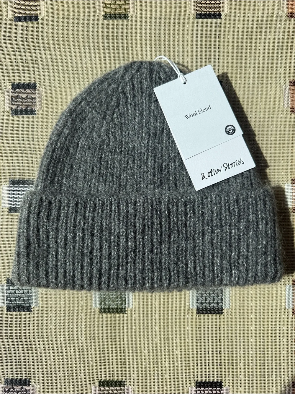 & Other Stories Wool & Mohair Gray Ribbed Beanie